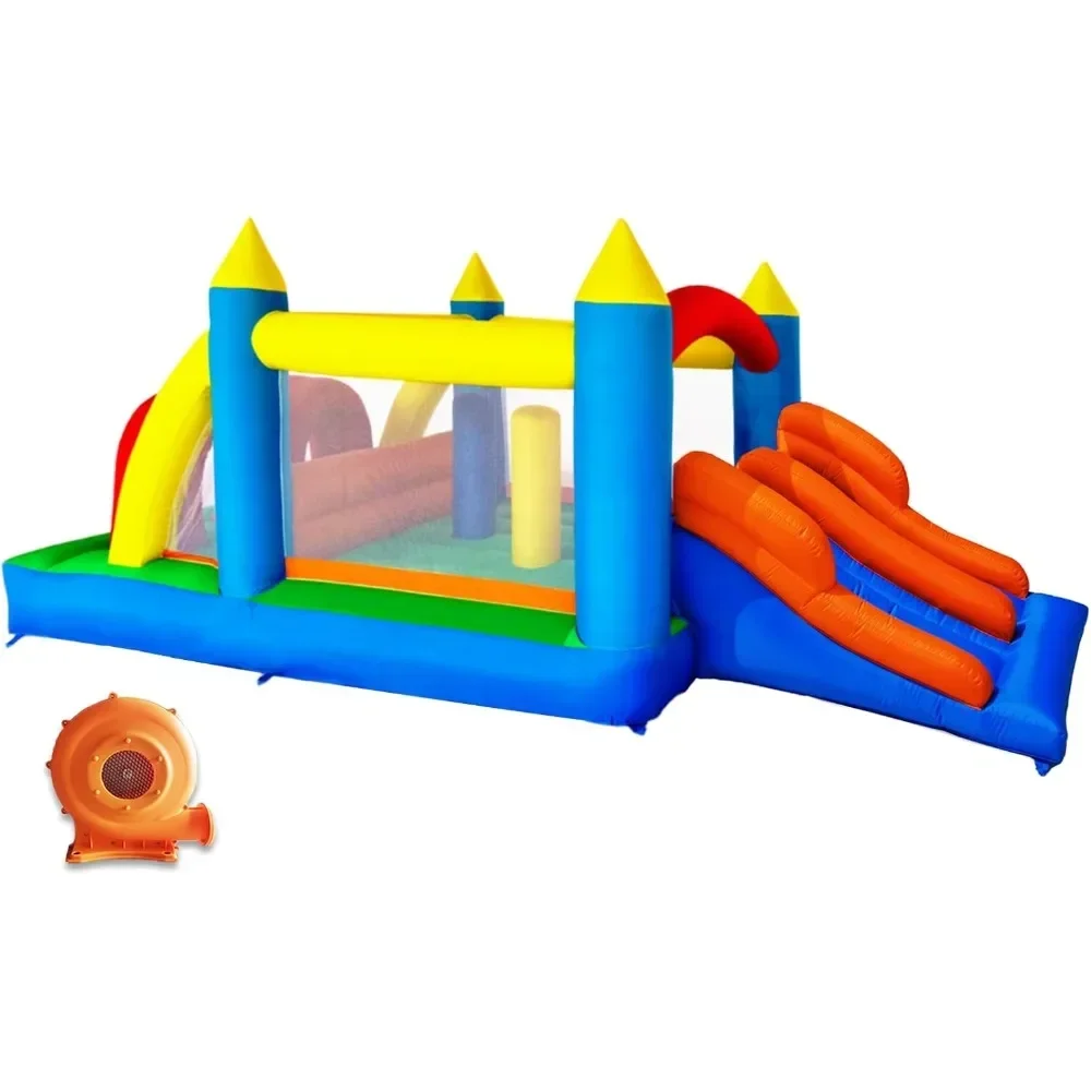 

Inflatable Castle 16.3x7.2FT Kids Inflatable Obstacle Bounce House with Dual Racing Slides, Crawl Tunnels, Climbing, Obstacles