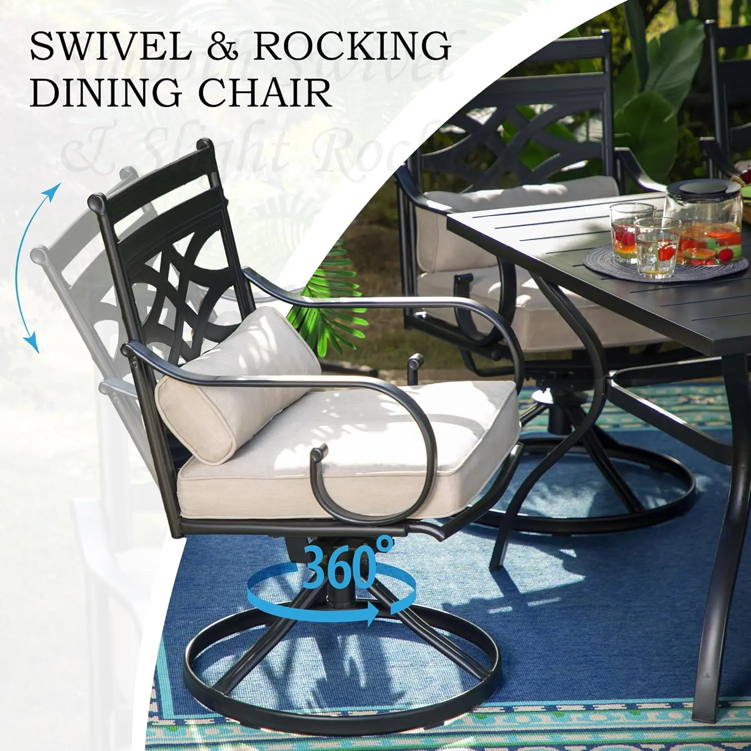 ！@Dwoo Modern Design Outdoor 8 Pieces Dining Sets Patio Table Chairs Set with Umbrella Hole