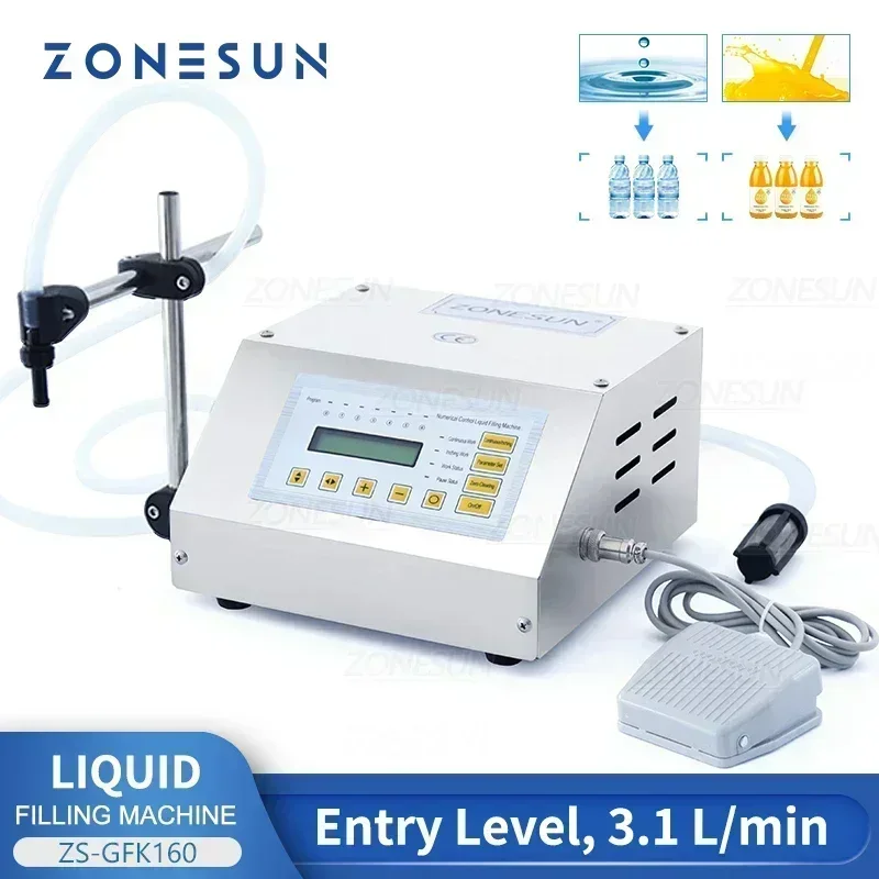 ZONESUN-máquina de llenado de líquidos, Control Digital, agua, bebida, Perfume, jugo, leche, botella pequeña, tarro, bomba de diafragma, ZS-GFK160