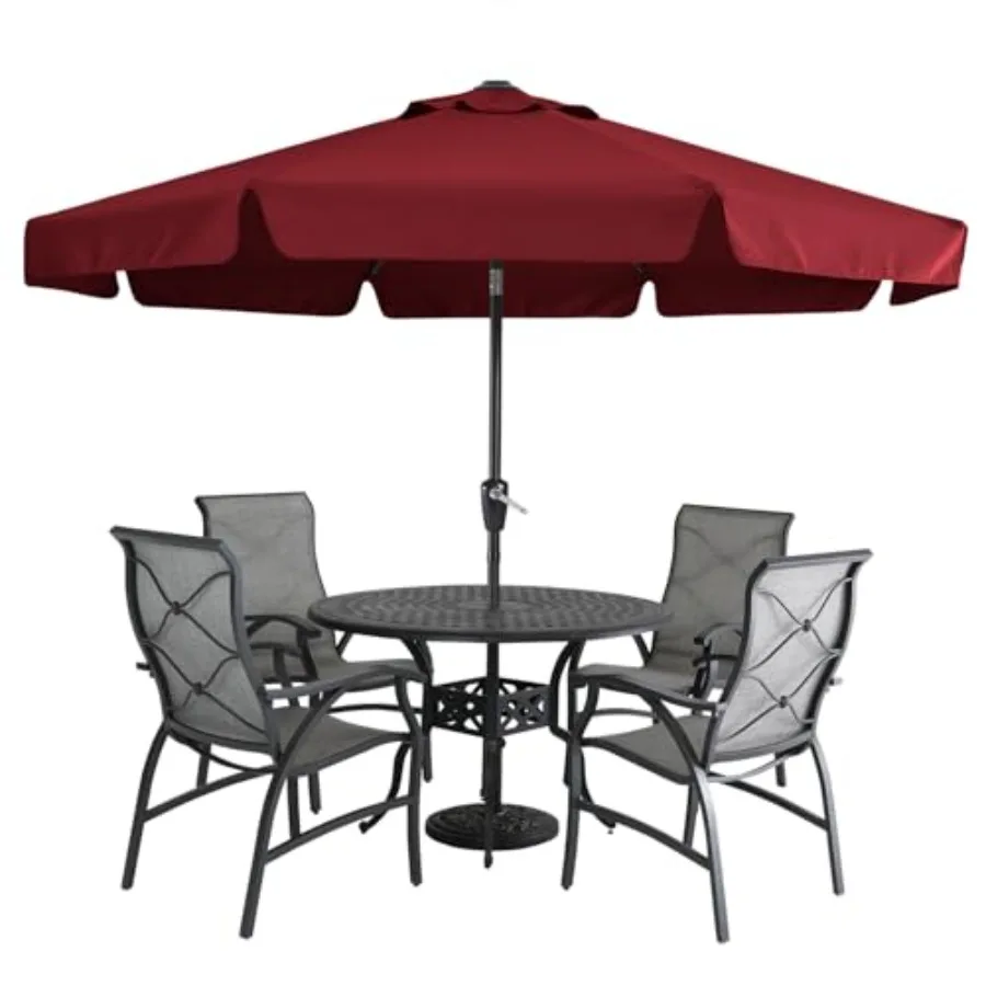 

9ft Patio Umbrella for Garden Deck Backyard Pool Burgundy Polyester Canopy with UV/Fade Resistance Waterproof Fabric Wind Vent