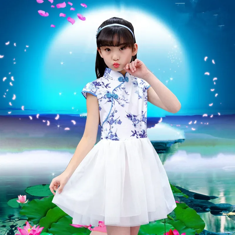 Fashion Children\'s Clothing Qipao Performance Baby Chinese Style Dress Vestidos Casual Kids Cheongsam Modern Party Girls Dresses