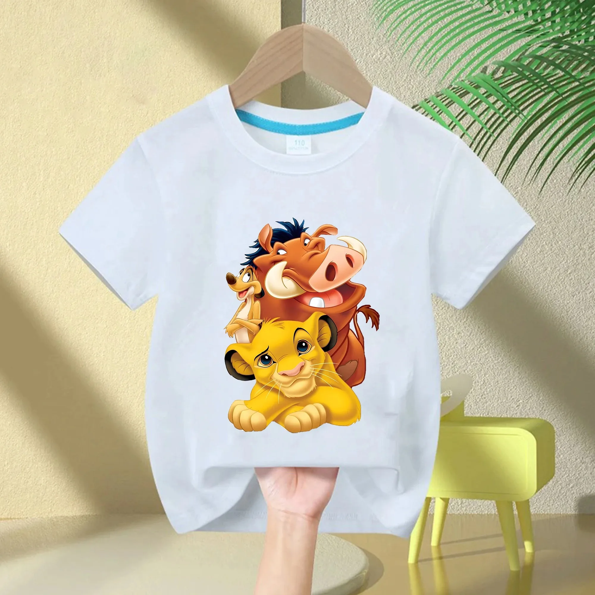 Der König der Löwen Kinder-T-Shirt - Simba, Timon & Pumbaa Niedlicher Stapeldruck, Baumwoll-Kurzarm-Sommer-Oberteil für Jungen & Mädchen – Detail 6