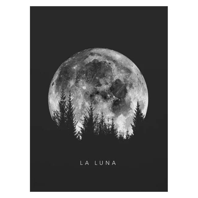 

Minimalist Black White Full Moon Art Lunar Solar Unframed Canvas Painting Posters For Living Room Bedroom Home Wall Art Decor
