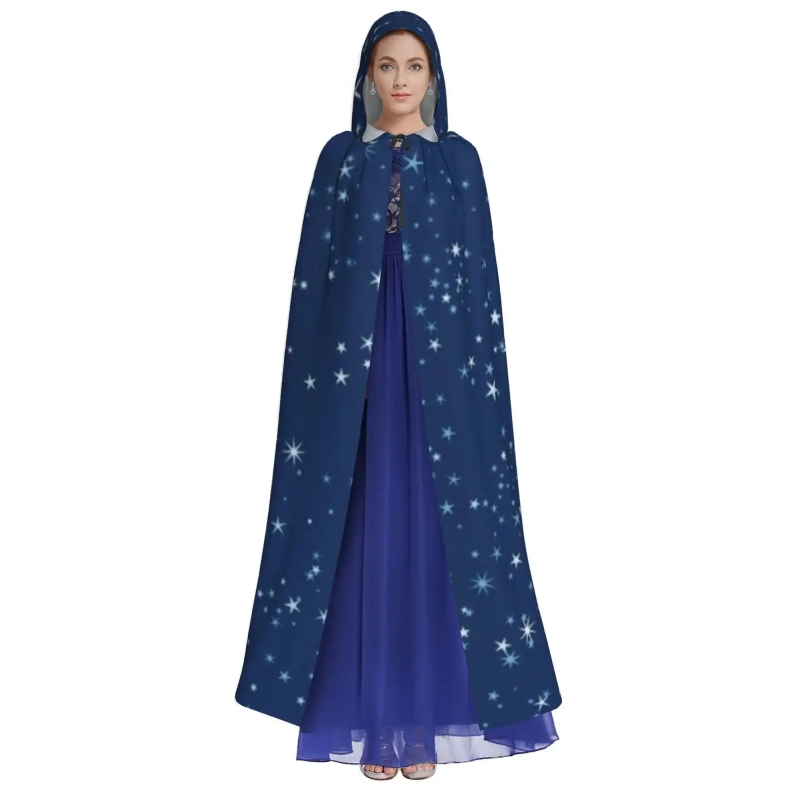 Unisex Hooded Cloak Adult Lightweight Overcoat Night Sky And Stars Cloak For Halloween Cosplay Costumes