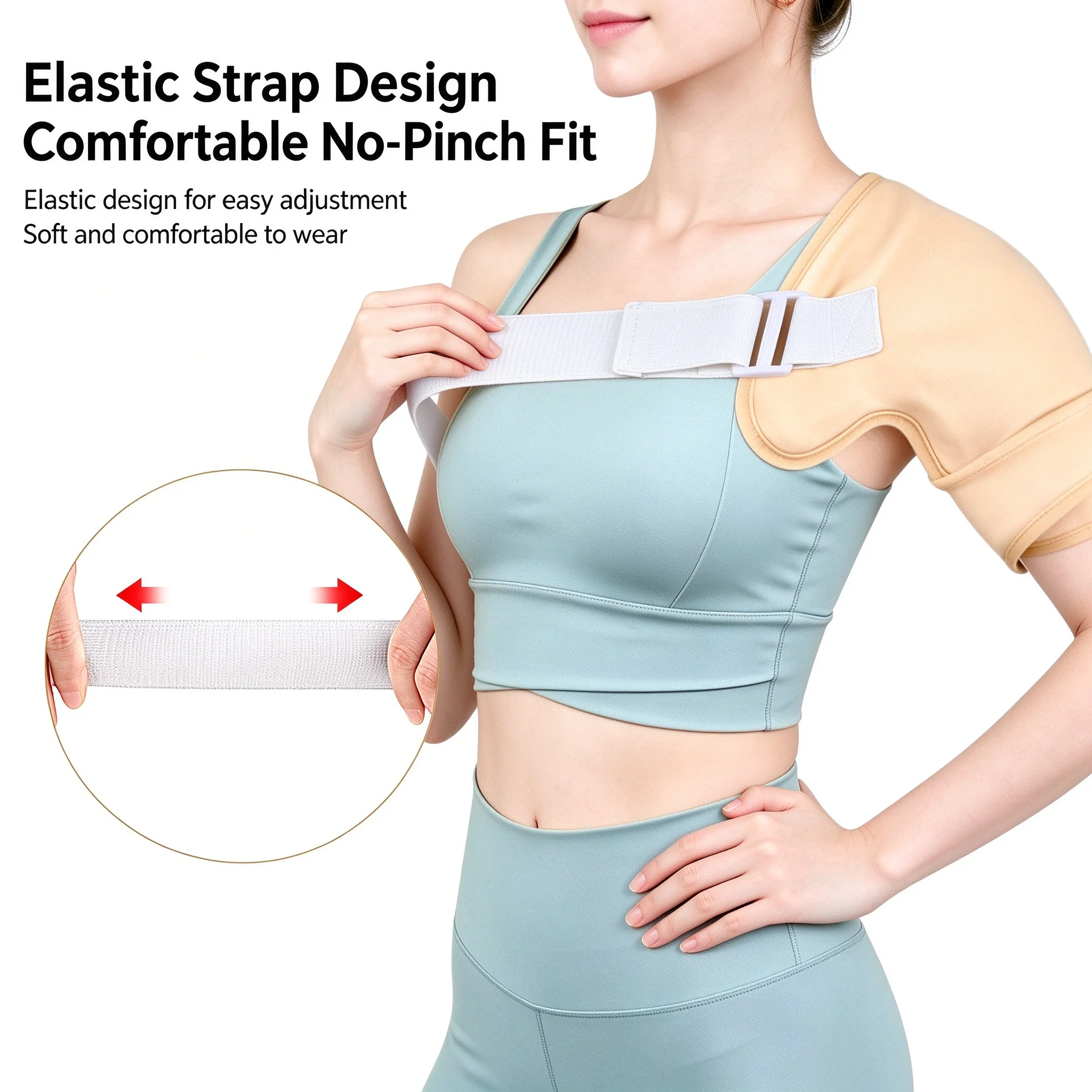Reusable Castor Oil Shoulder Wrap Adjustable German Velvet Compression Strap Shoulder Support Brace
