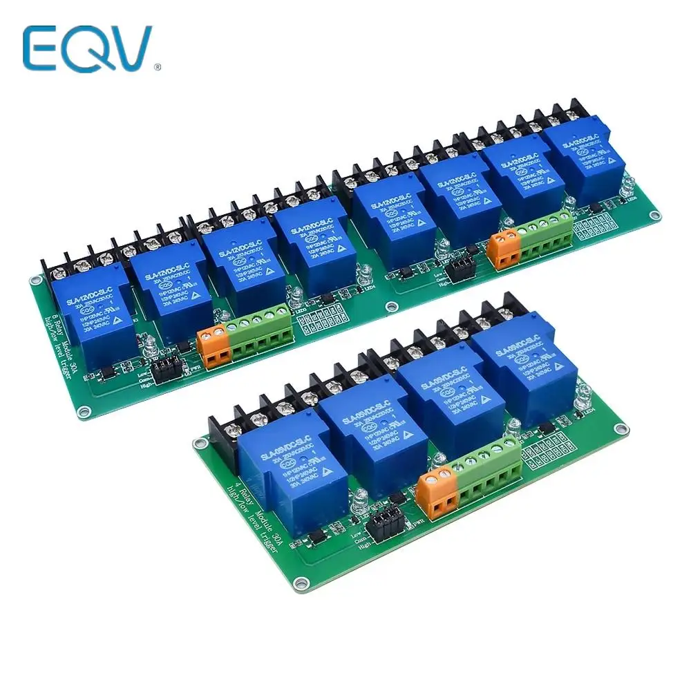 

4 8 channel relay module 30A with optocoupler isolation 5V 12V 24V supports high and low Triger trigger