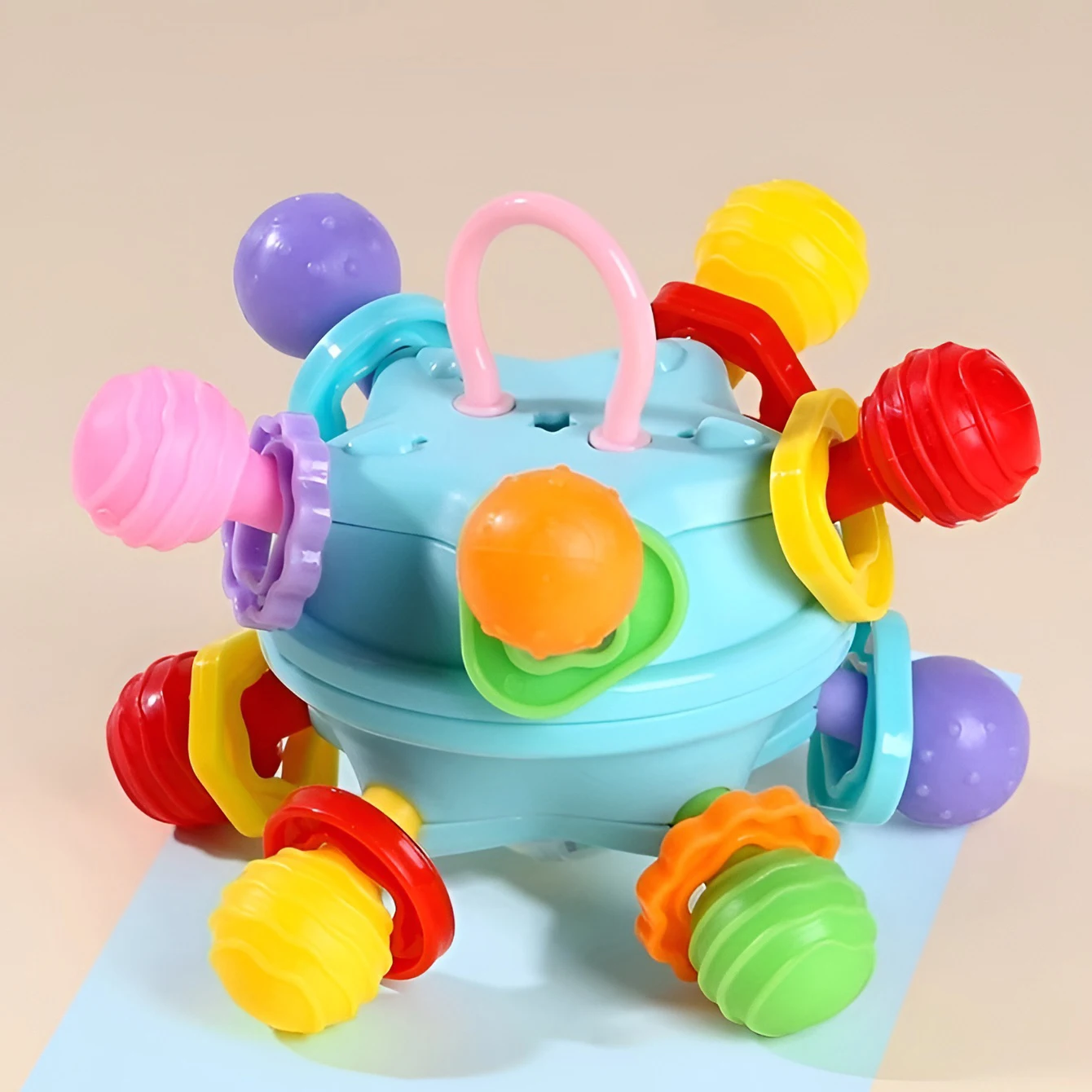 Star Grip Ball Rattle Tooth Glue Toy Can Rotate Pronunciation Manhattan ball grip Baby bite touch ball Manhattan Atomic ball