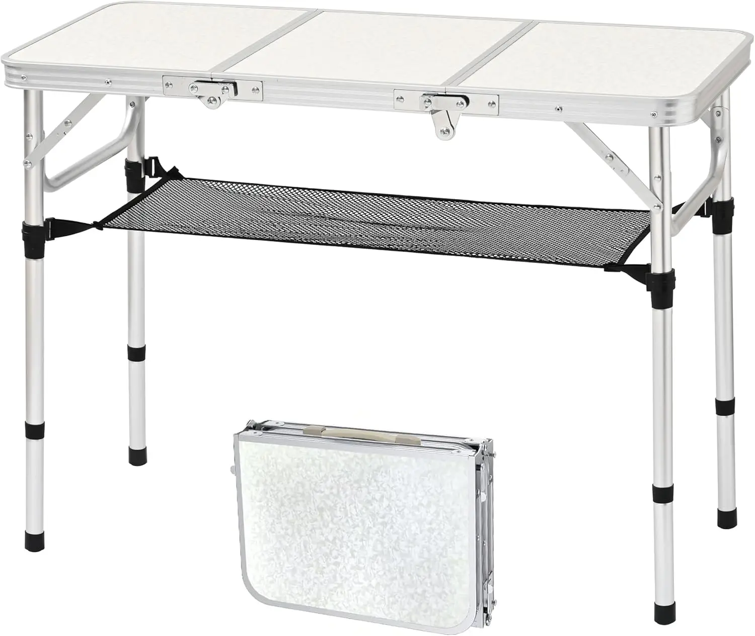 

Folding Camping Table, 35''L x16''W Aluminum Table with Adjustable Height Legs, Lightweight Portable for Picnic Beach Cooking