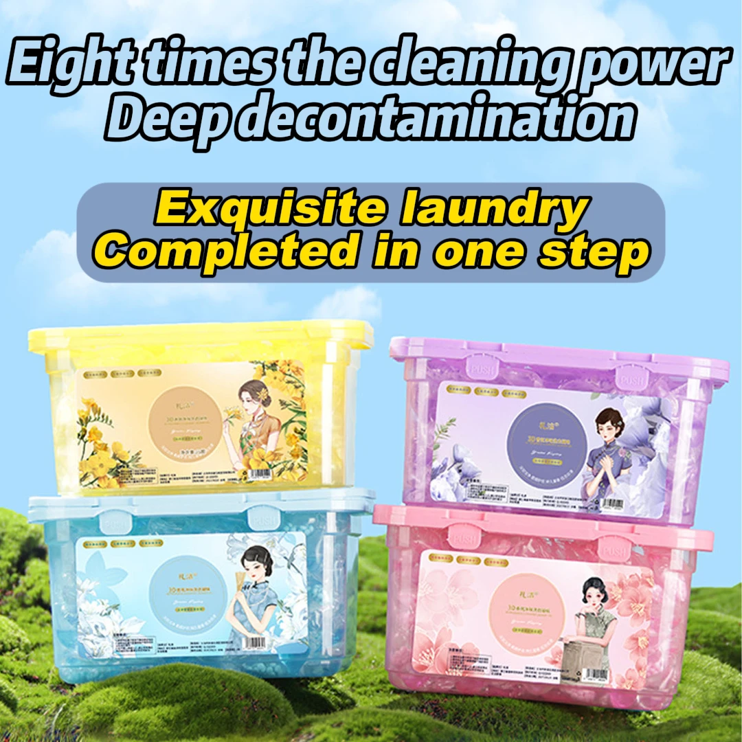 Paquetes de detergente para ropa 3 en 1 de alta calidad, aroma duradero para eliminar manchas y olores, cajas de plástico transparentes con tapas, 80 Uds.