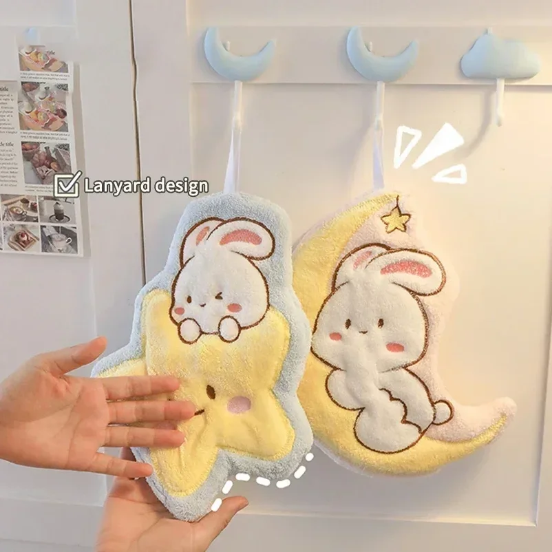 Cute Hand Towel Absorbent Handkerchief Hand Towel Kitchen Towel Hanging Towels Cleaning Cloth Bathroom Hand Wipes Towels