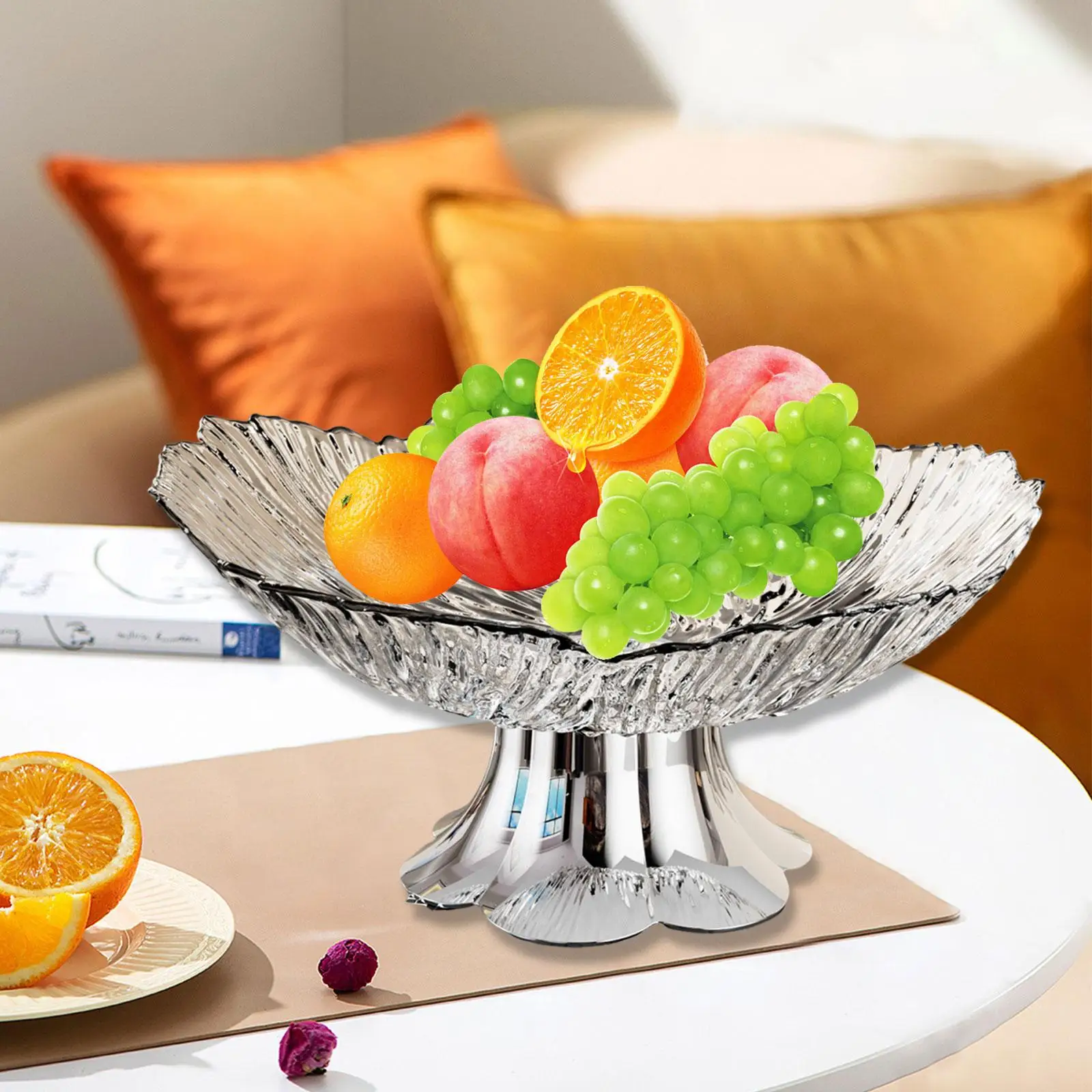 Contemporary Fruit Tray PET Pedestal Fruit Bowl Stylish Decoration for Dining Table Snack Storage Holder Centerpiece