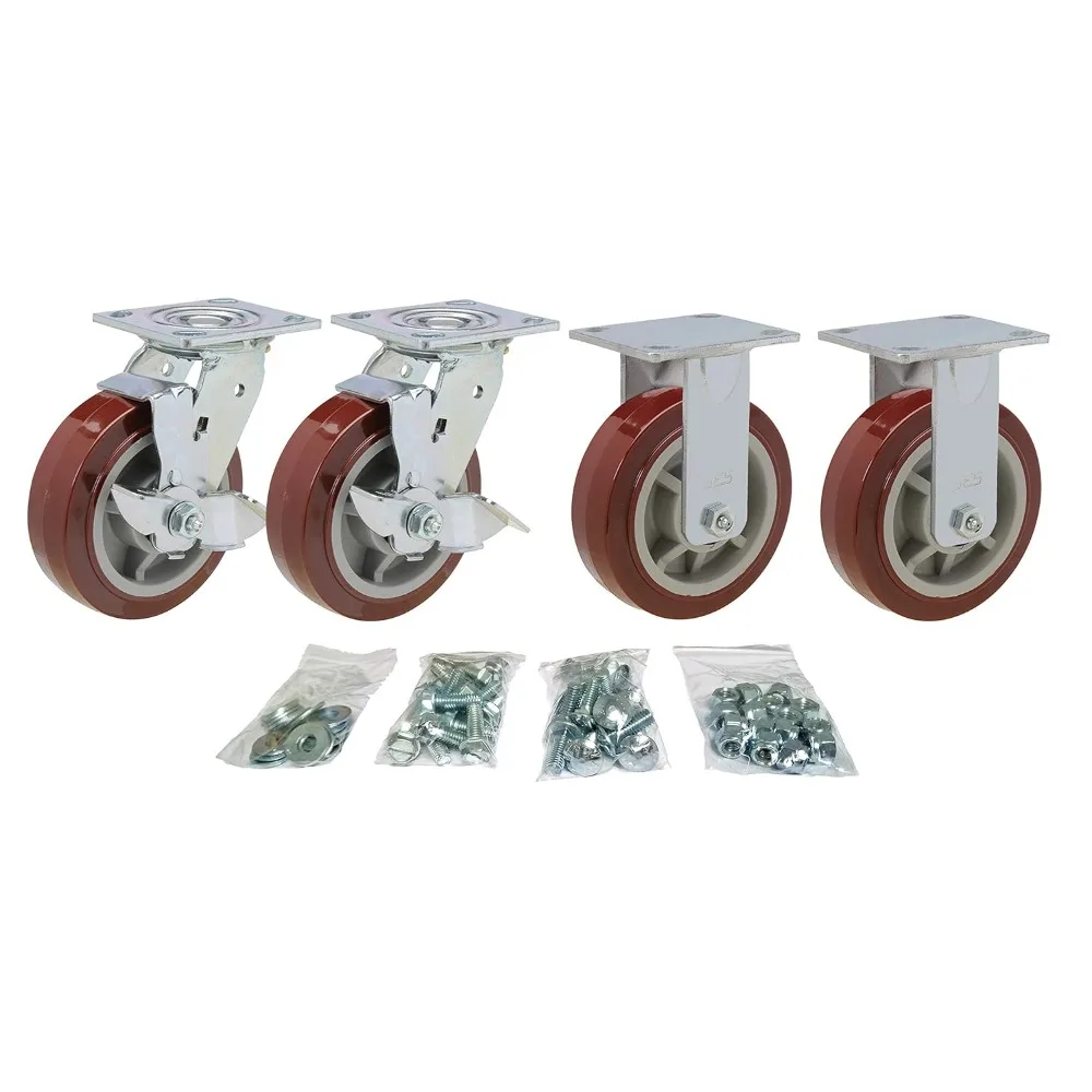 

Caster Set | 6 Polyurethane for Job Boxes | All Mounting Hardware Included