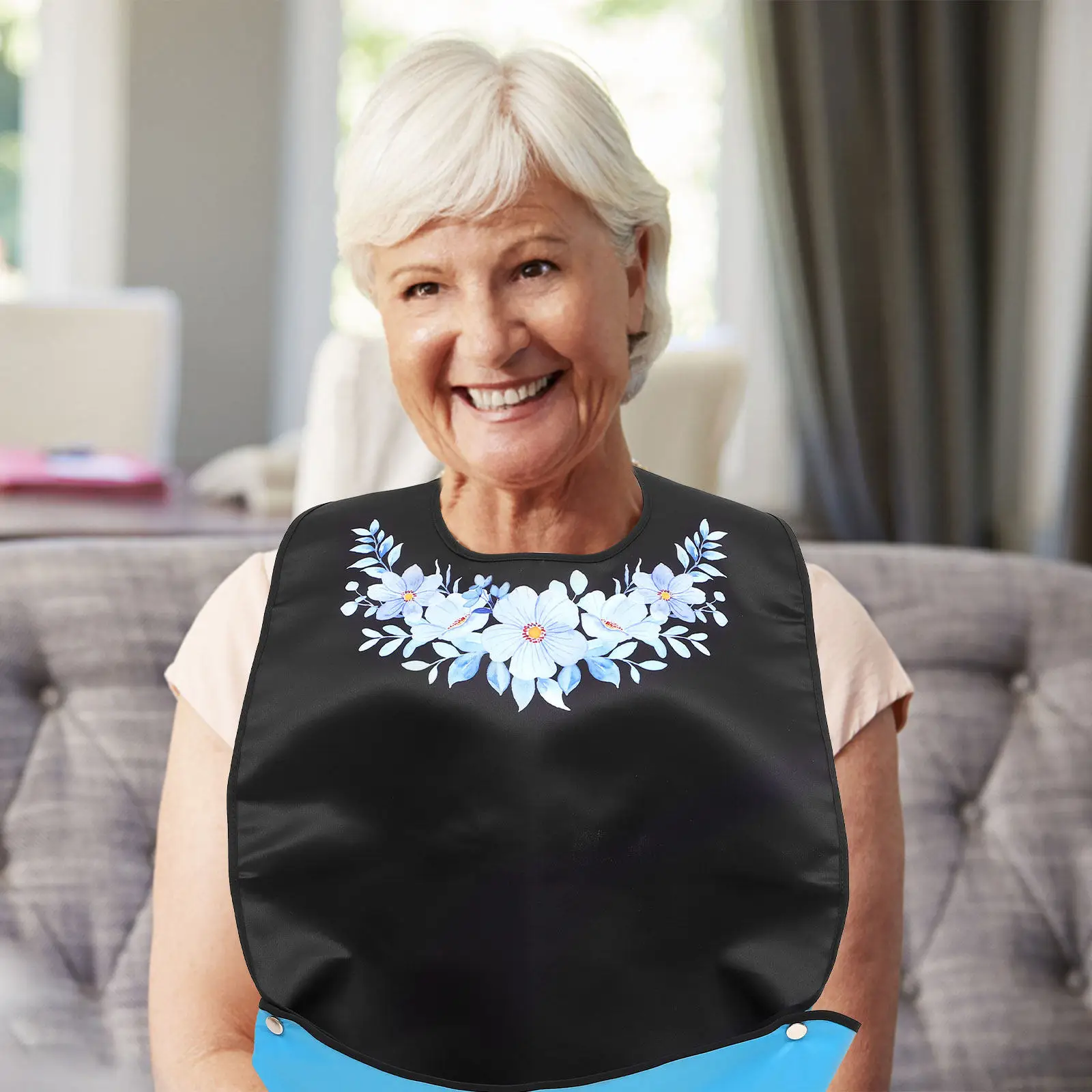 

Large Reusable Adult Bib For Elderly Men Women Waterproof Dining Apron Stain-Resistant Washable Eating Protector Folding