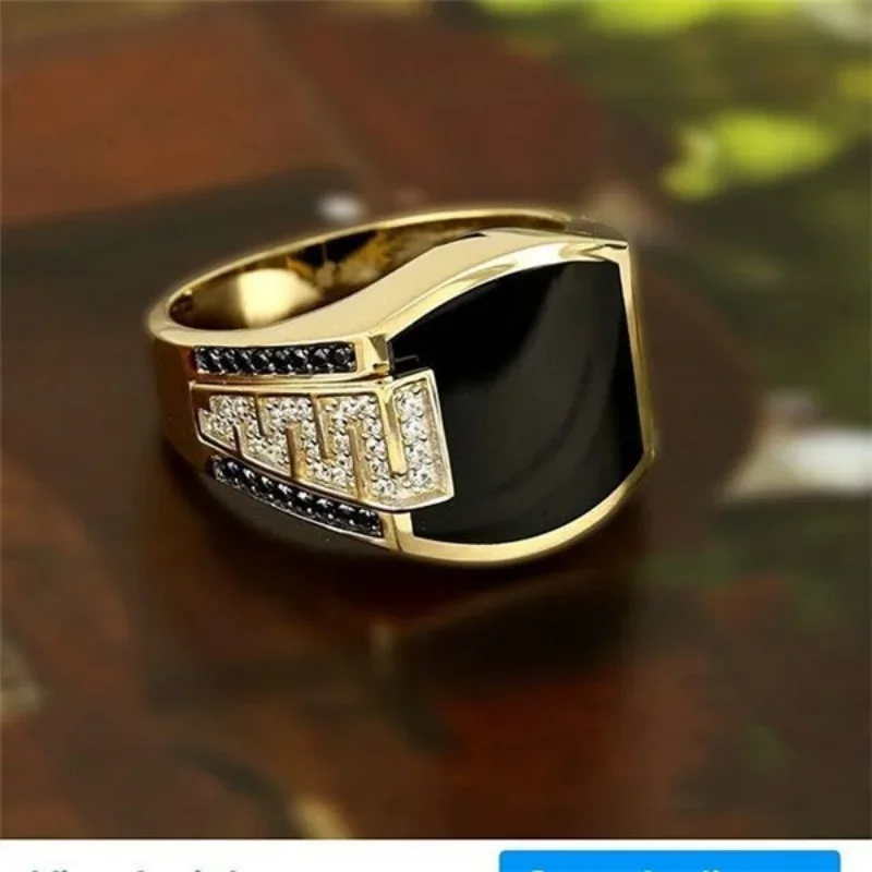 Classic Men's Ring Fashion Metal Gold Color Punk Rings for Men Engagement Wedding Luxury Jewelry