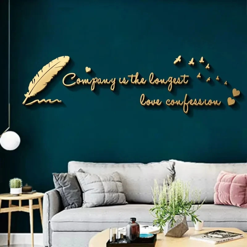 

Light Luxury Style 3D English Alphabet Wall Decals Living Room TV Background Wall Stickers Warm Bedroom Wall Decoration Stickers