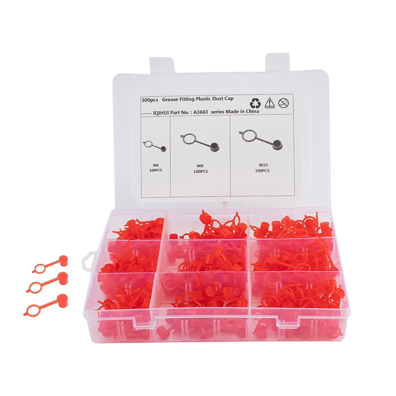 

300 Pieces Grease Fitting Caps M6 M8 M10 with Keeper Replacement Nozzle Accessories Sturdy Utility Brake Bleeder Screw Caps