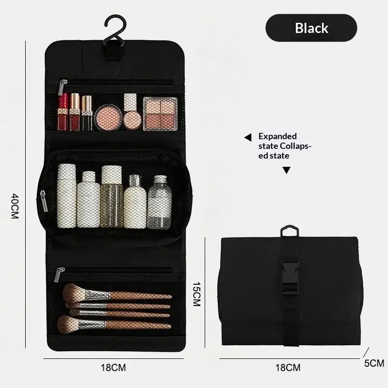 Foldable Detachable Toiletry Bag Large Capacity Waterproof Hanging Hook Cosmetic Wash Bag for Daily Bathroom Use