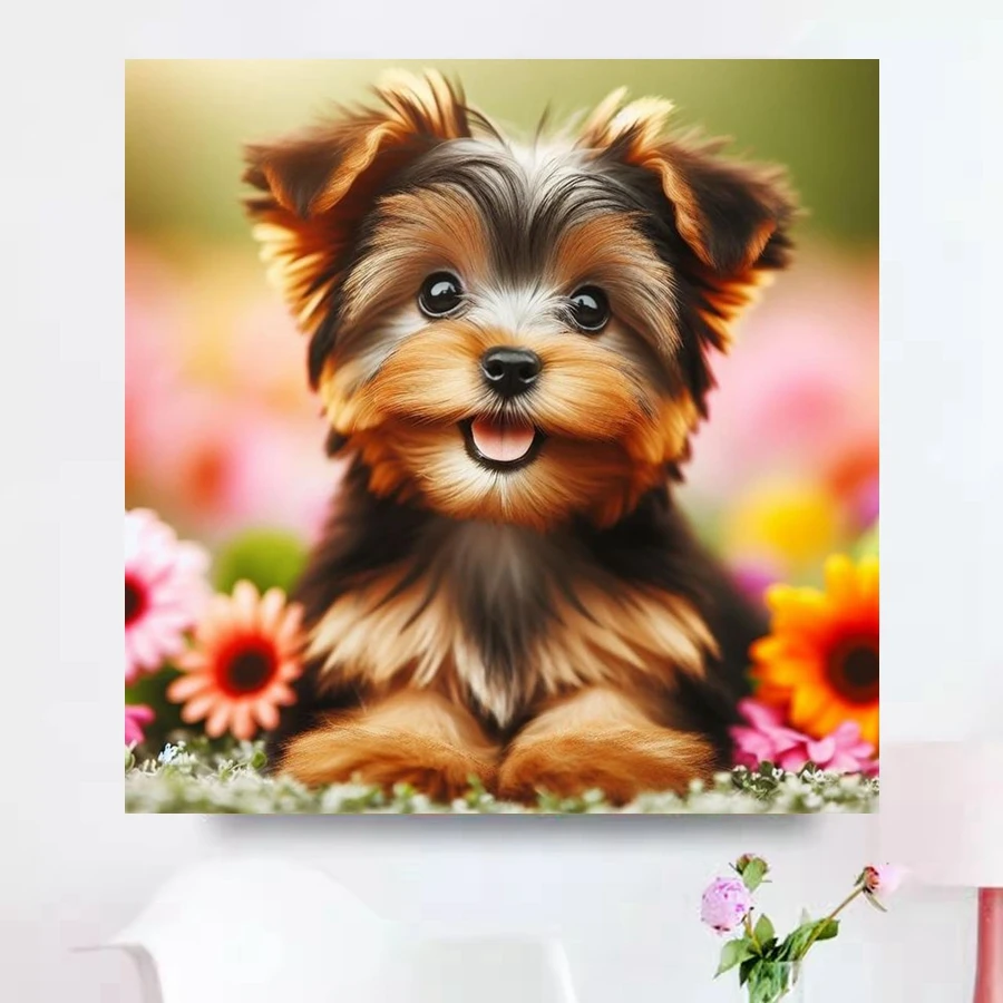 2024 Yorkshire Terrier Dog 5D DIY Diamond Painting Animal Embroidery Rhinestone Mosaic Cross Stitch Room Decor Children\'s Gift