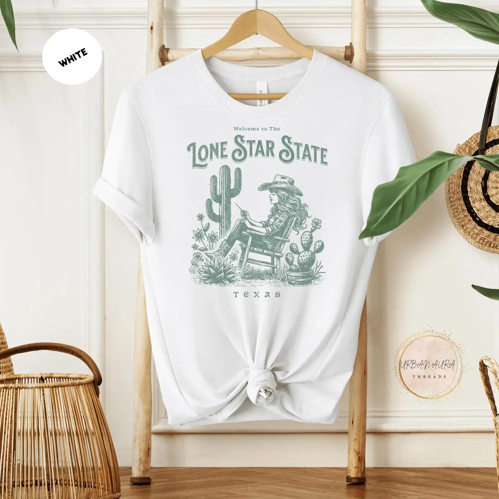 Camiseta de cactus del desierto de Texas, estilo vaquera, vintage, lavada, transpirable, recuerdo de viaje, orgullo del estado de Texas
