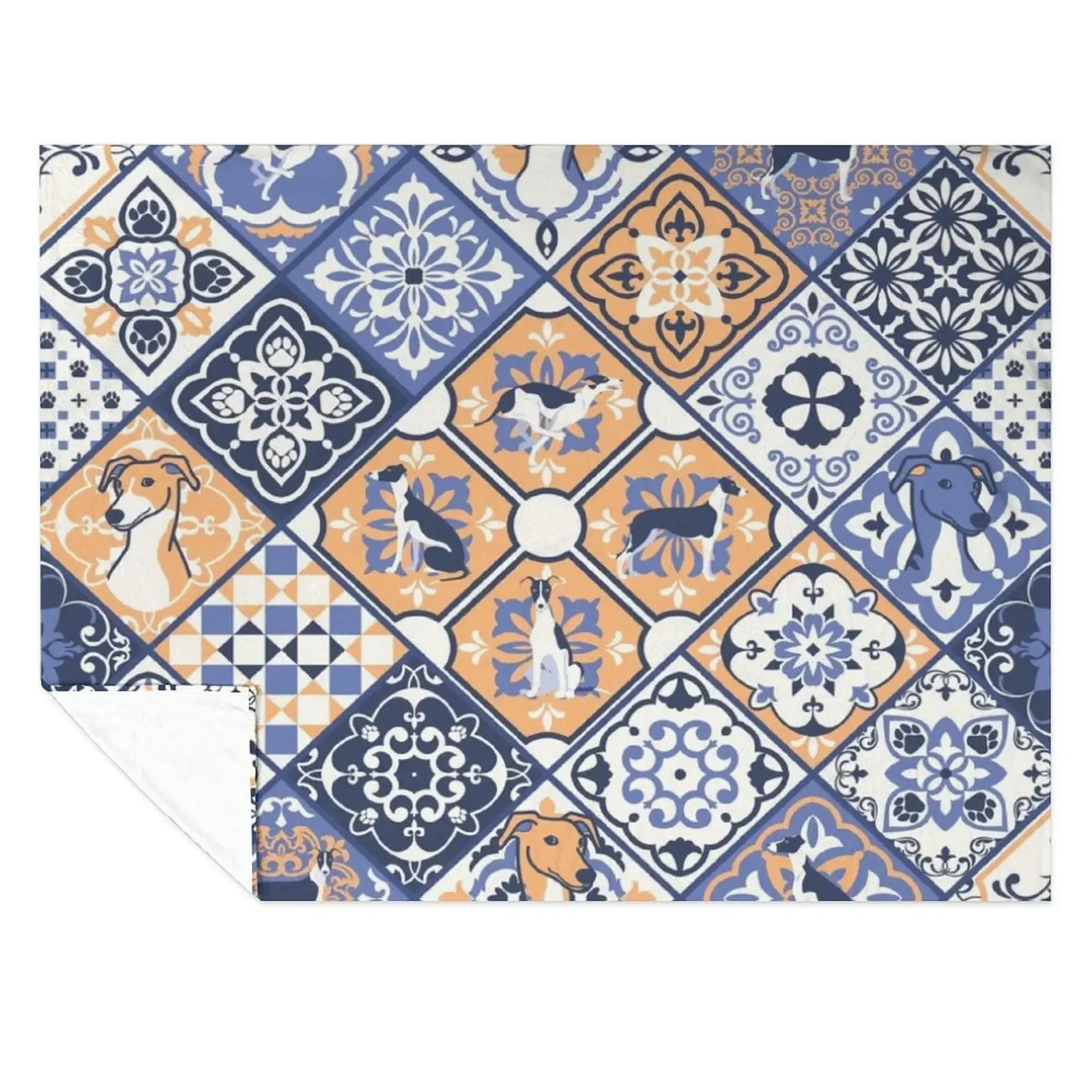 

Greyhound Portuguese tile pattern Throw Blanket Retros Soft Plaid Bed covers Blankets For Sofas Blankets