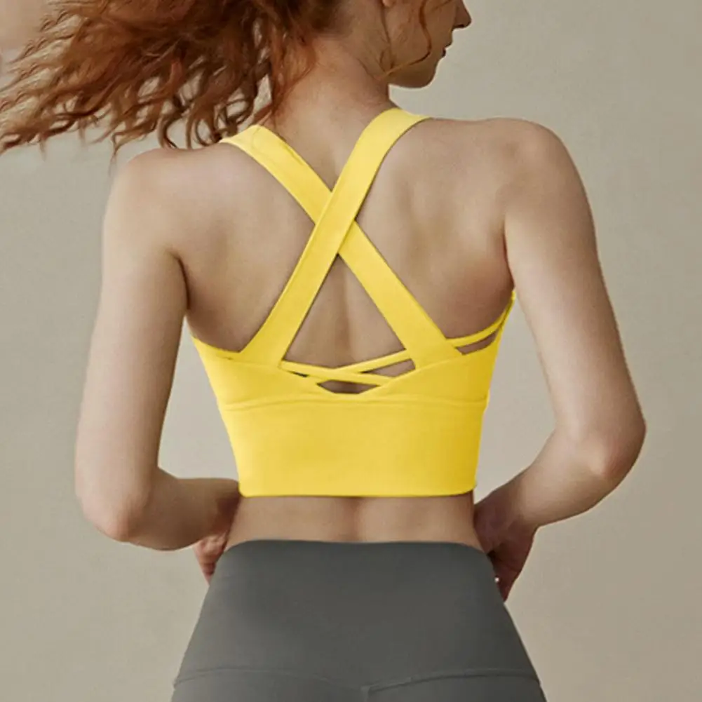 Sujetador de Yoga a la moda para mujer, ropa interior, sujetador ajustado, absorción del sudor, a prueba de golpes