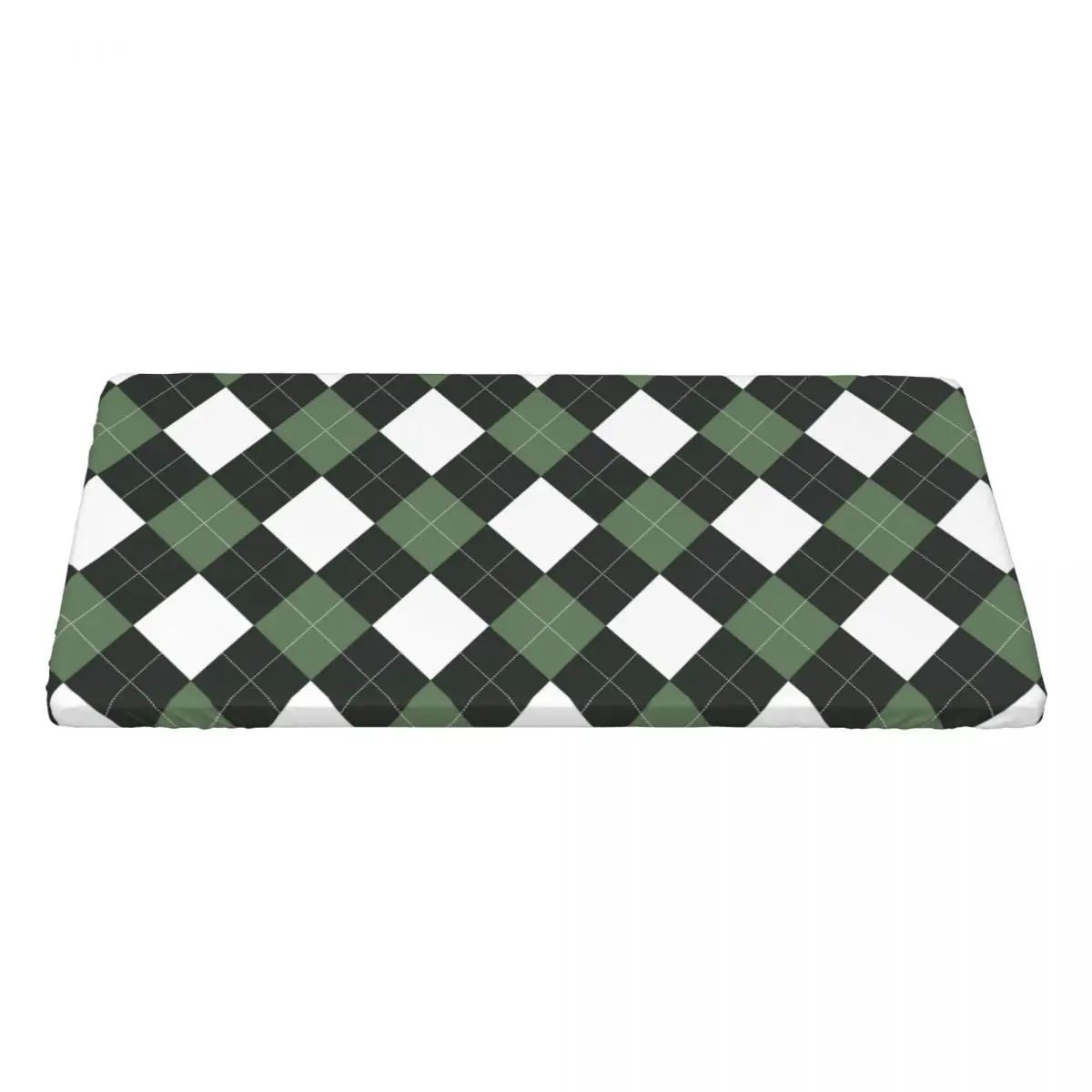 Custom Green And Black Argyle Pattern Rectangular Tablecloth Oilproof 4FT Table Cloth Table Covers