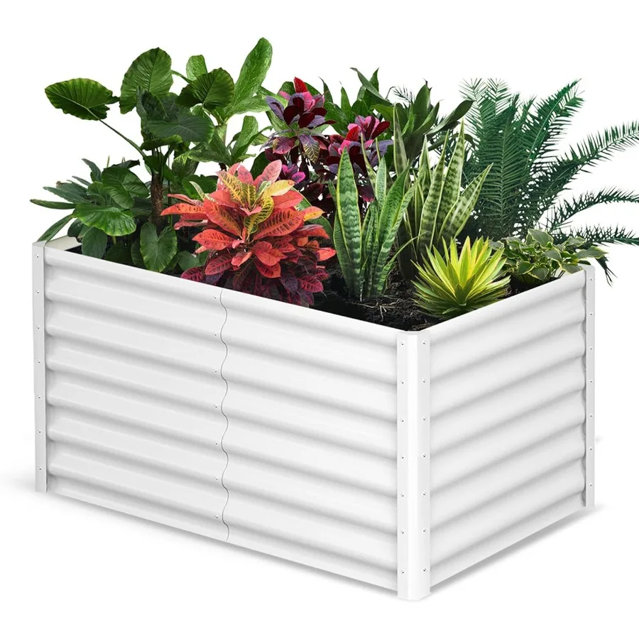 

Raised Garden Bed Outdoor 6x3x2 ft Galvanized Raised Garden Bed for Gardening Rectangular Metal Planter Box for Planting Plants