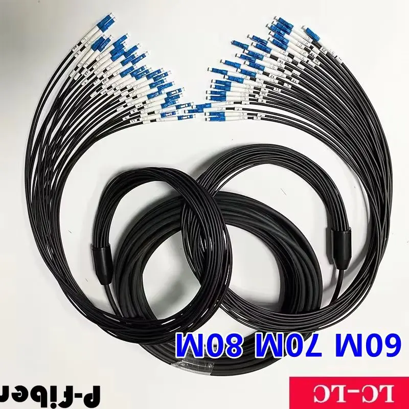 24 cores outdoor patchcord 60m 70m 80m armored 24C LC SC FC ST APC UPC SM TPU LSZH waterproof jumper optical fiber FTTH 4 fibers