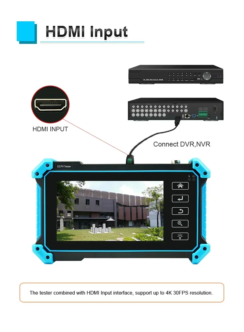 جهاز اختبار الدوائر التلفزيونية المغلقة بشاشة لمس IPS ، كاميرا IP CVBS ، اختبار TVI CVI AHD ، 4K مع إدخال HDMI ، شاشة تناظرية ، Plus ،