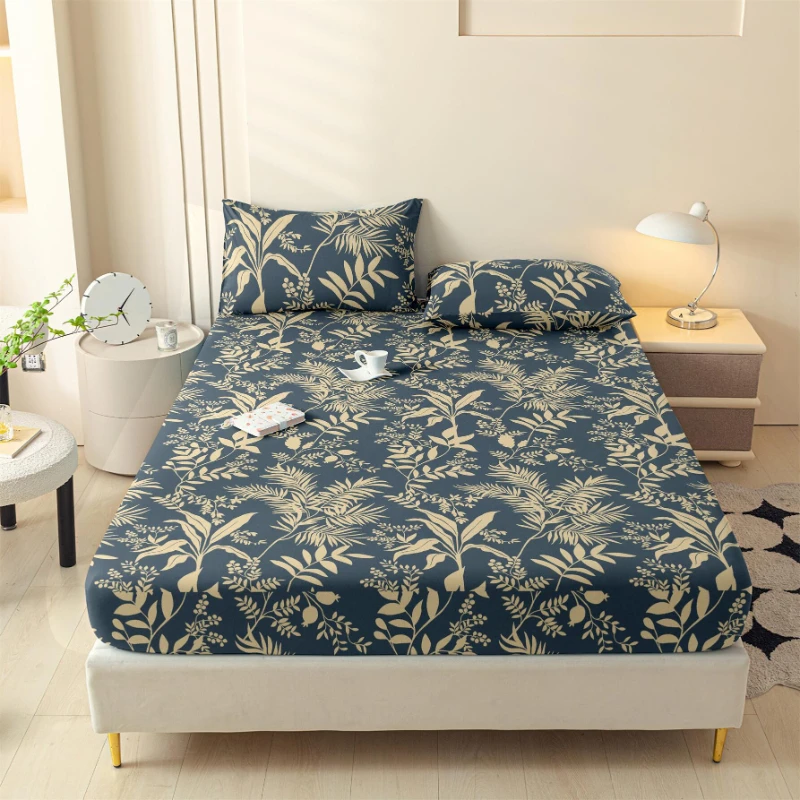 

The New Three-piece Fitted Skin-friendly Cotton Printed Bed Cover Mattress Cover with Pillowcase Double Use Bedding 200x220