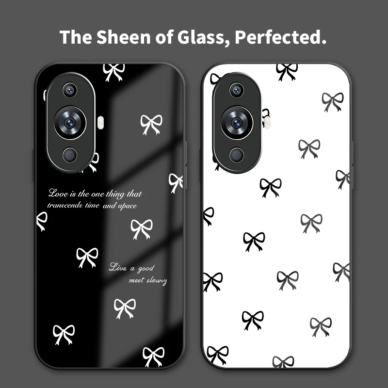 القوس عقدة طباعة جراب هاتف لهواوي نوفا 11 11i 10 9 SE Y61 Y70 زائد Y90 8 8i 7i 7 6 5i 5T 4E 3i 3 غطاء سيليكون زجاجي