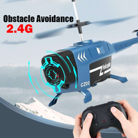 2.4G Rc Helicopters 3.5CH Remote Control Airplane with Lights Obstacle Avoidance  Drone Radio Controlled Plane Toys for Boy Gift