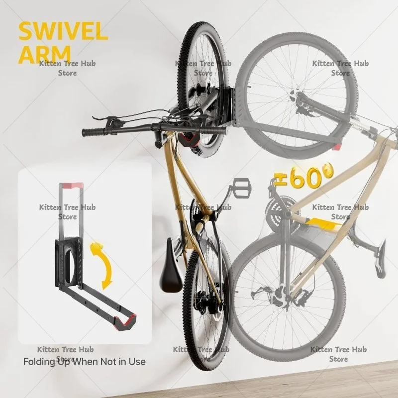 Rotary bicycle wall mounts, bicycle wall mounts that do not require lifting heavy objects, bicycles for garages