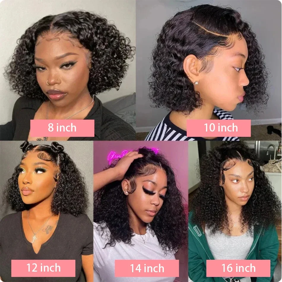 200% Density Jerry Curly Short Bob Wig Human Hair Bob Wigs Deep Wave 13x4 HD Lace Closure Wig Human Hair Wig Deep Curly Wig image 5