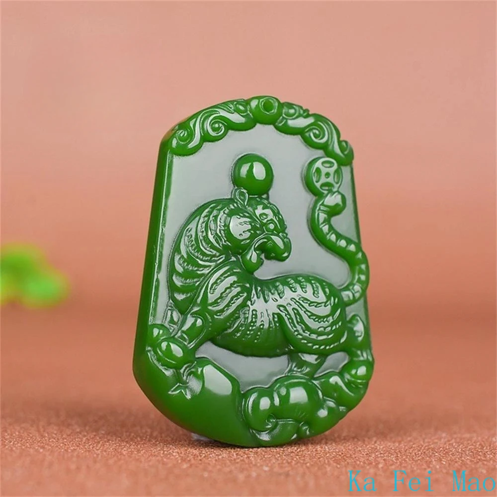 Natural Hetian Jasper Zodiac Pendant Simple Exquisite Charm Fashion Fine Jewelry Best Selling Handicraft Holiday Gift Mascots