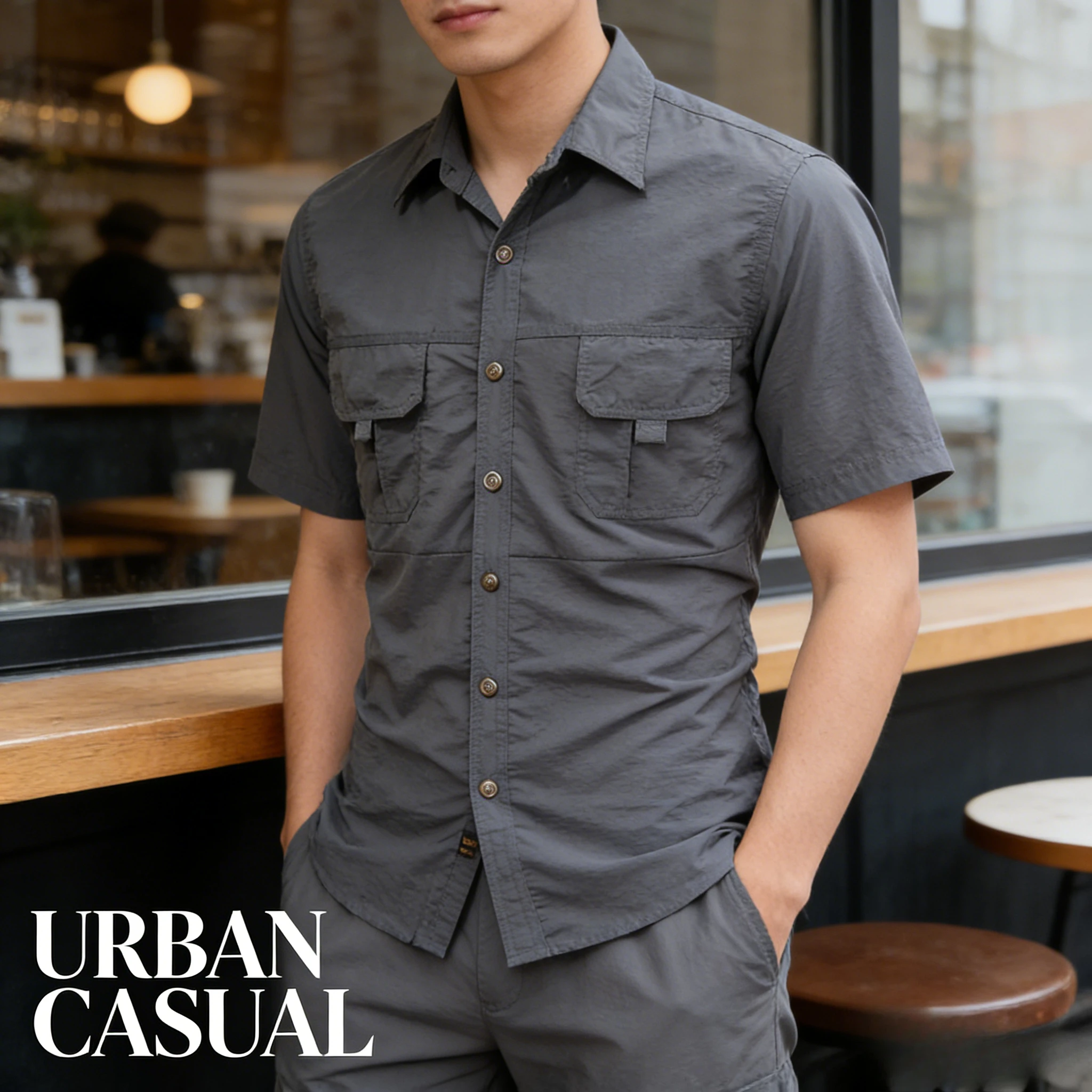 

2026 Summer Mens Thin Dress Shirt Short Sleeve Loose Casual Hiking Outdoor Breathable Blouse