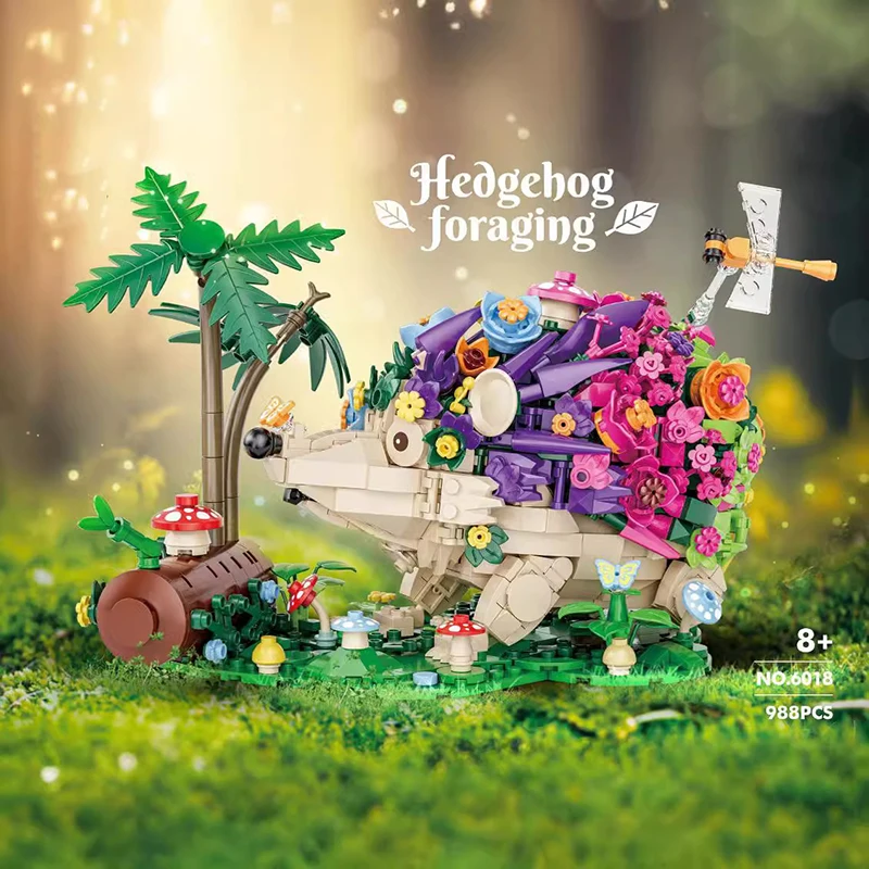 

2024 Creative Flower Hedgehog Building Blocks Set MOC Animal Model DIY Bricks Puzzle Kids Assembly Toys Children's Festival Gift