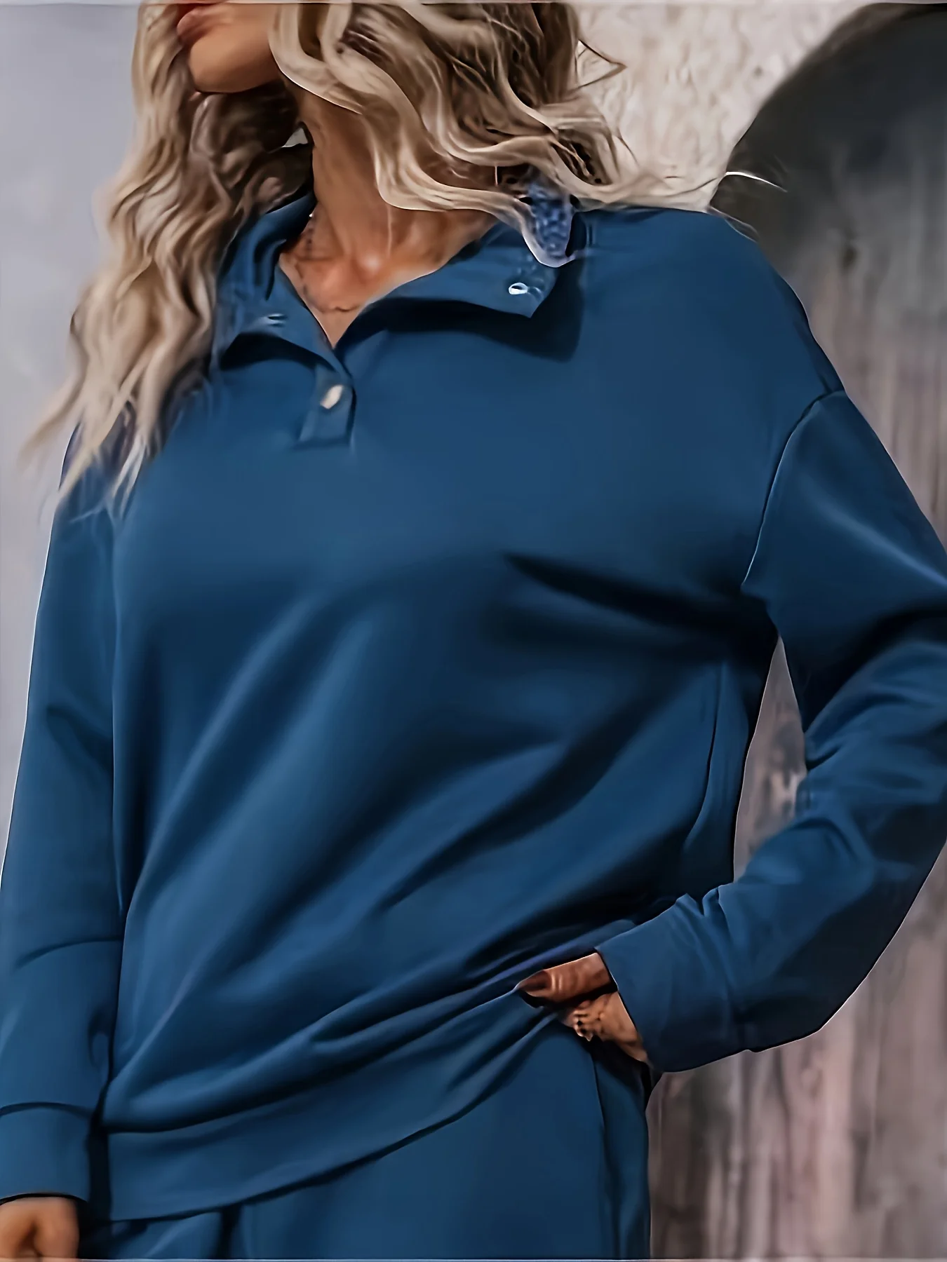 

Женский повседневный, модный и свежий однотонный комплект с длинными рукавами больших размеров.