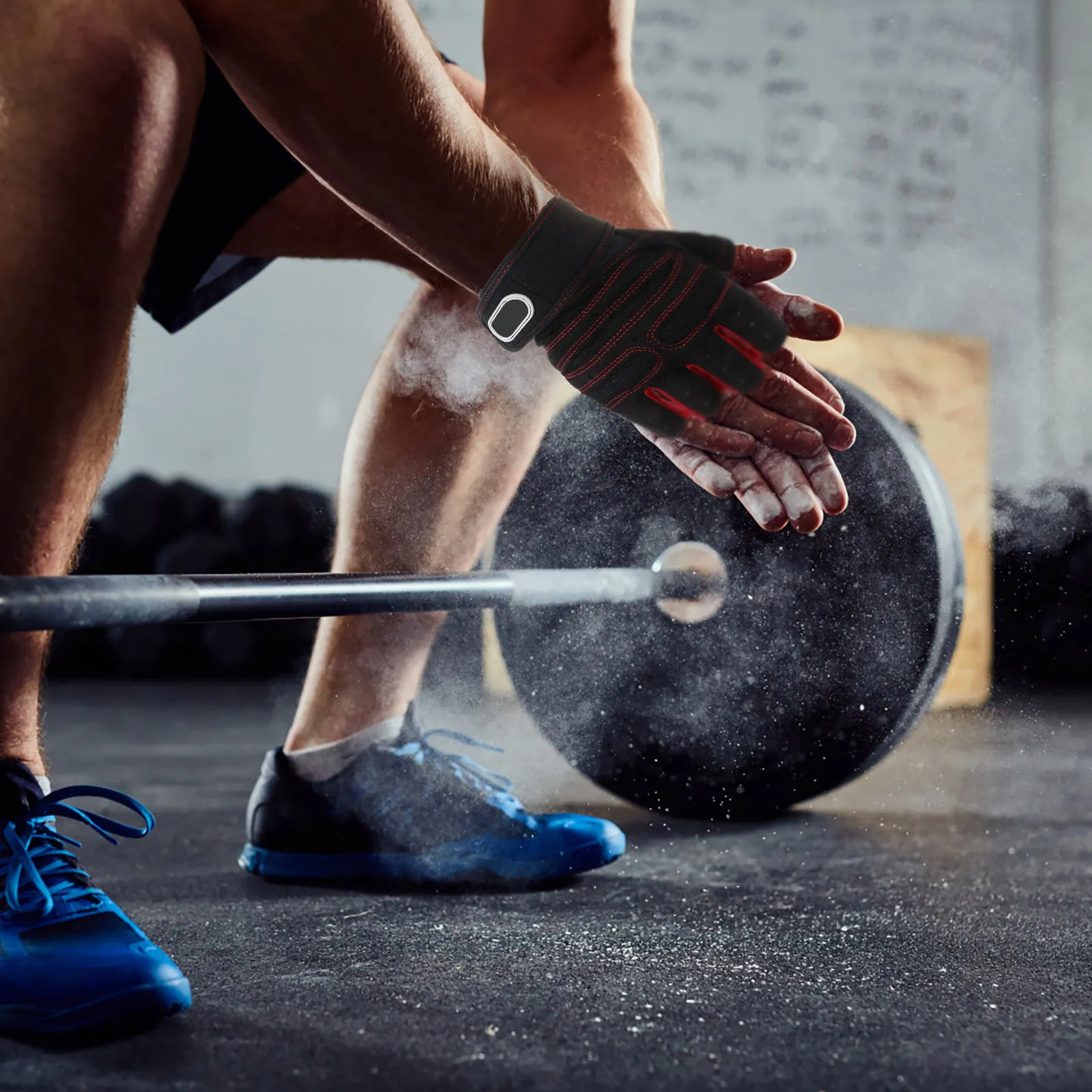 

1 пара мужских фитнес-перчаток без пальцев с утолщенной ладонью, противоударные, дышащие, для фитнеса, езды на велосипеде, тяжелой атлетики