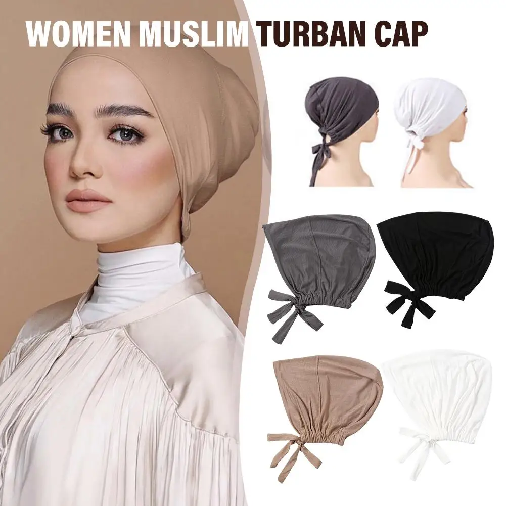 Cotton Muslim Hijab Caps New Premium Fashion Closed Underscarf Hijab Hood Turban Cap Elastic Women's Head Bonnet Musliman Q4R0