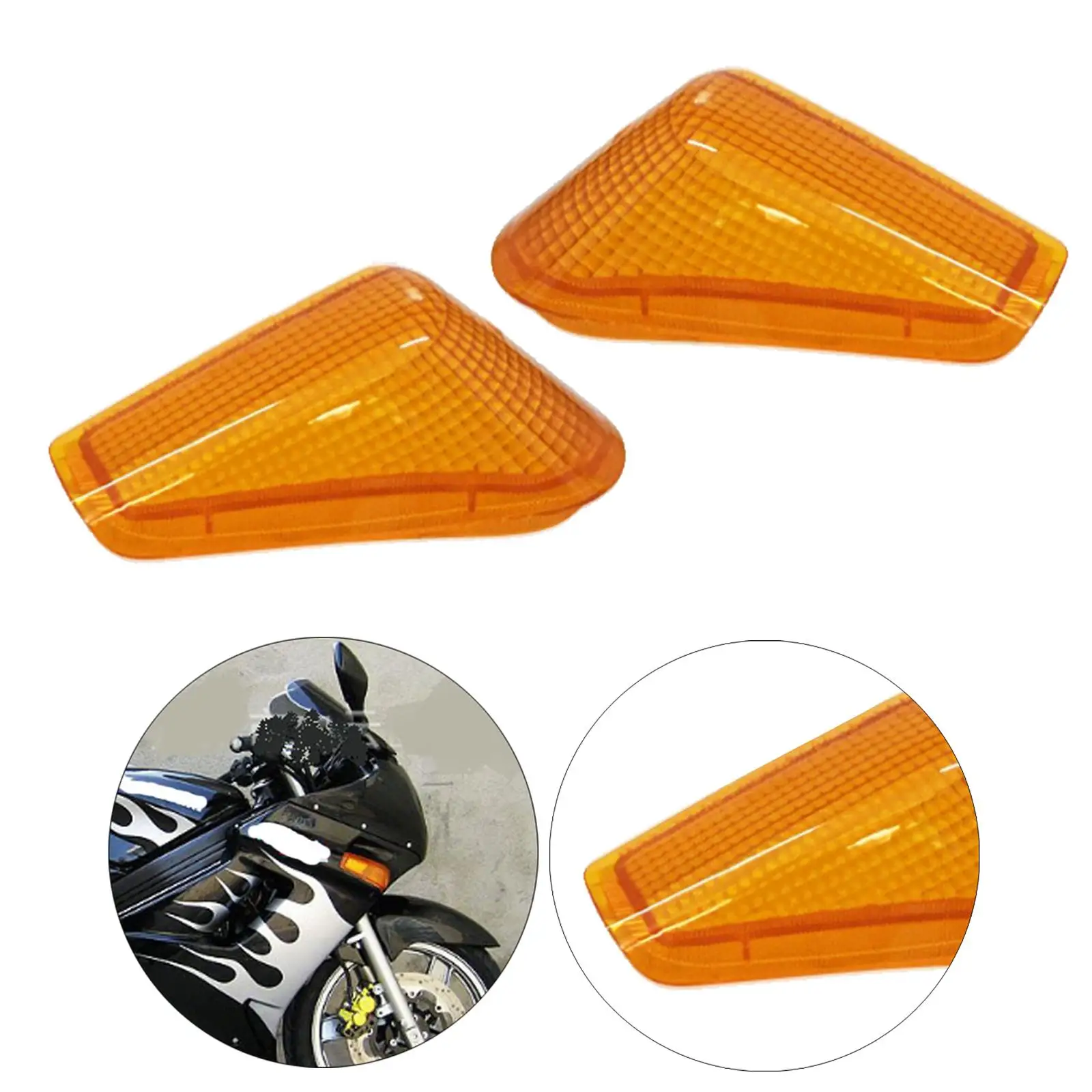 1 Pair Motorcycle Front Turn Light Lens Cover for Kawasaki ZZR250 ZX10 (87 X 20 X 47 mm)