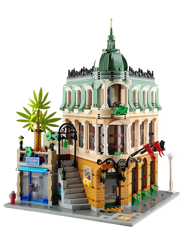 3066 stuks Boutique Hotel Bouwstenen Stad Groen Huis Bricks Speelgoed Kinderen Volwassenen Kerstcadeaus Compatibel Met Set 10297 - afbeelding 2