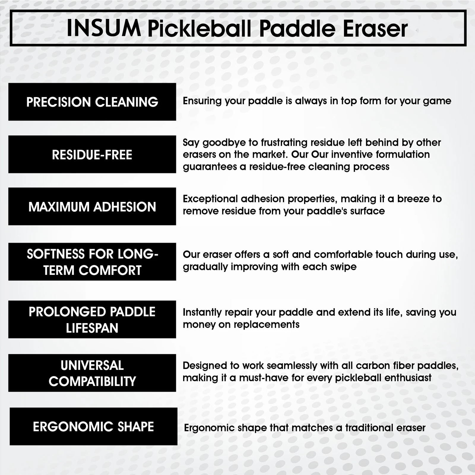 INSUM Professor Pickleball - منظف الكربون يزيل بقايا الكرة والأوساخ والخدوش لتنظيف مجداف كرة المخلل الفعال #5