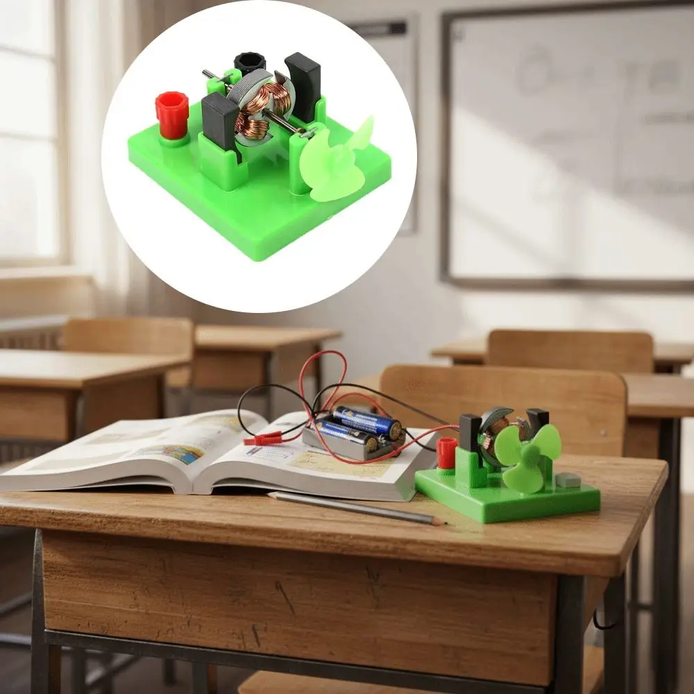DIY Model DC Electrical Motor Model ABS+Metal Construction Green Color Educational Students Electromagnetic Swing