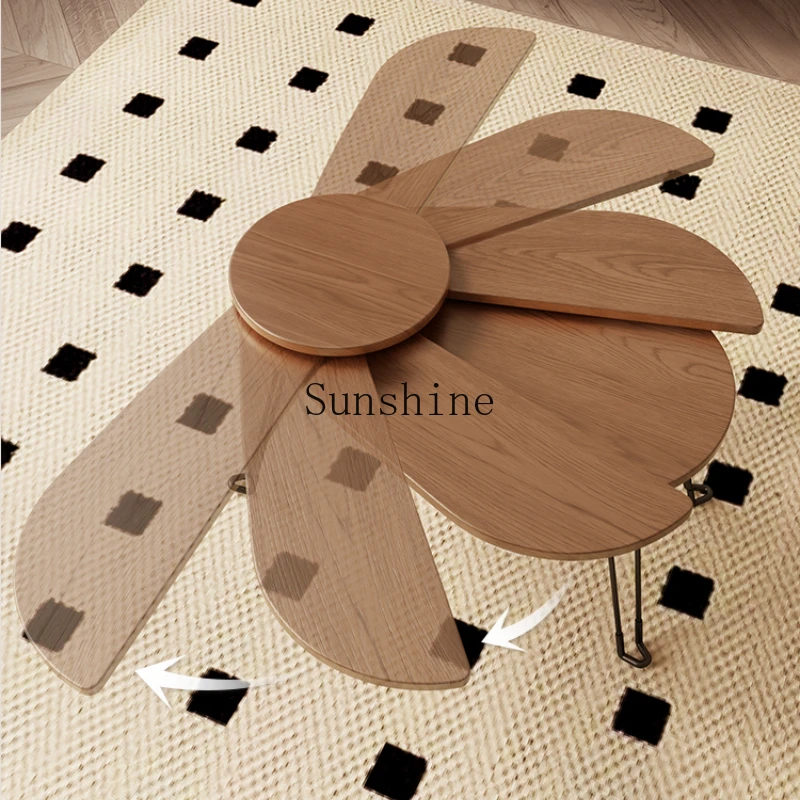 Solid wood foldable creative beetle special-shaped table small apartment living room balcony coffee table