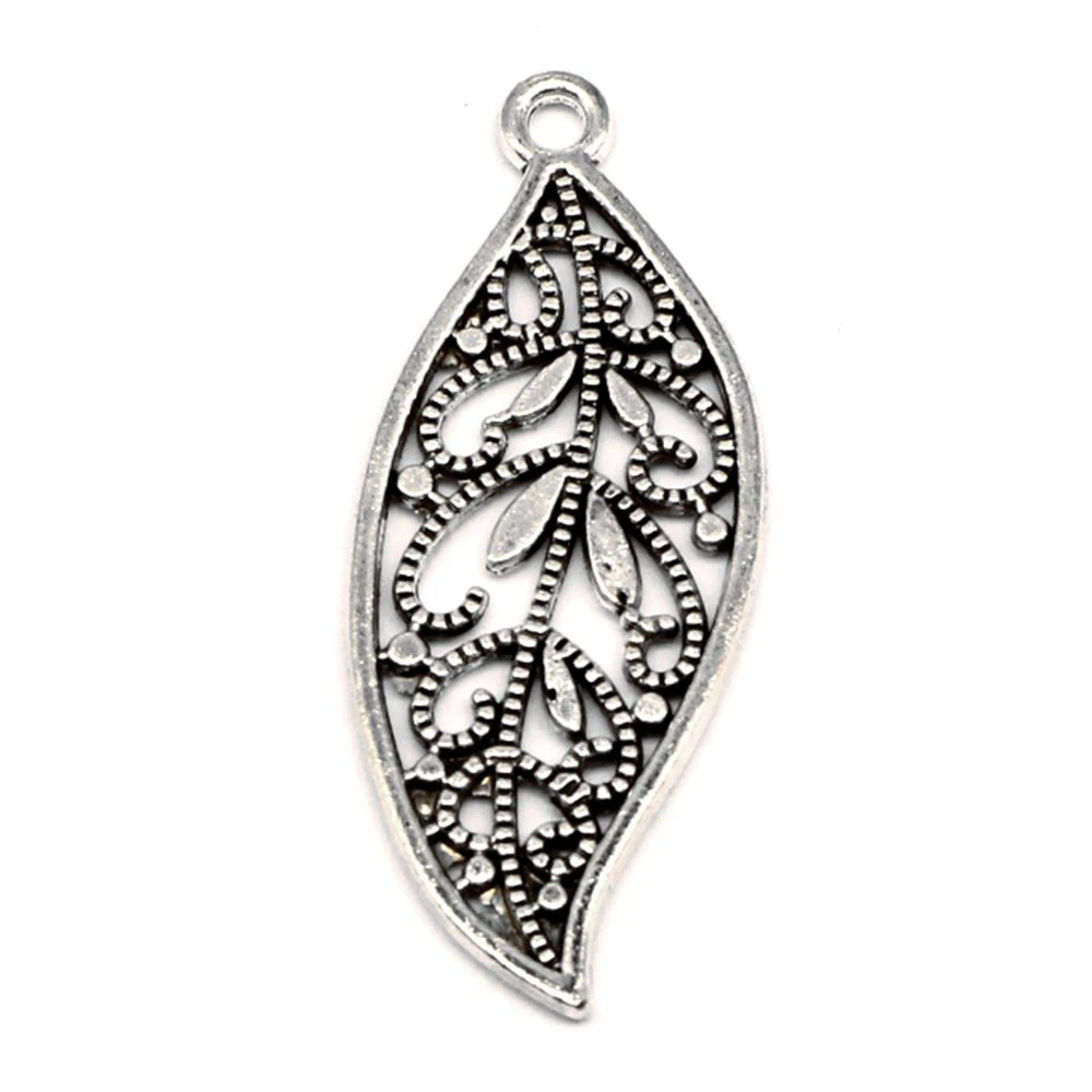 50pcs Wholesale Jewelry Lots Tree Leaves Charms Pendant Supplies For Jewelry Materials 18x43mm