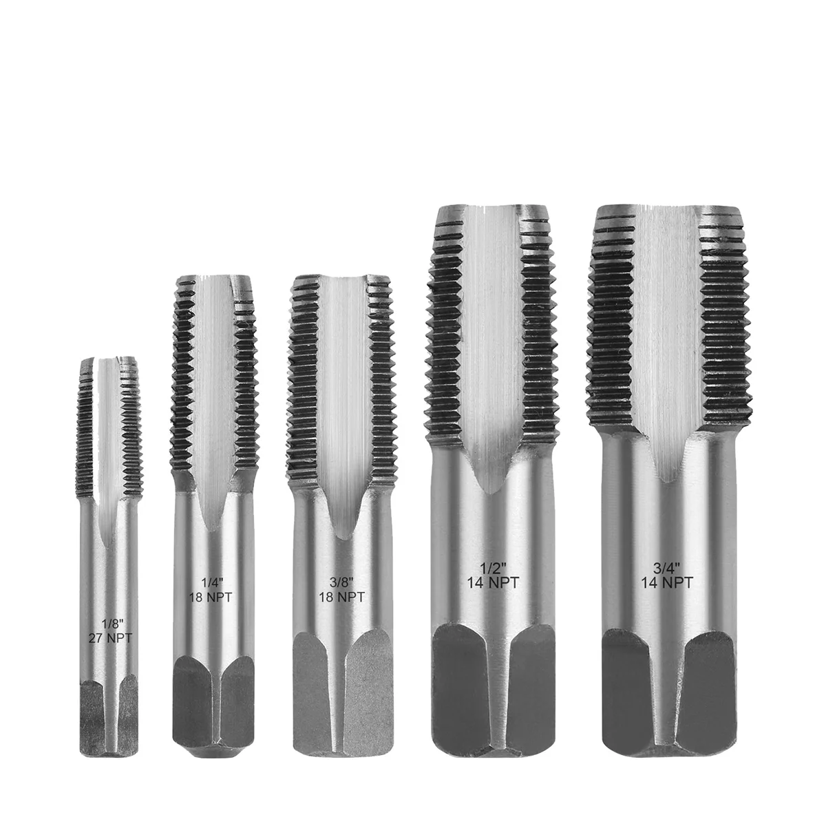 

5 Piece NPT Thread Forming Taps, Pipe Taps Set, for Cleaning or Re-Thread Damaged or Jam Pipe Threads