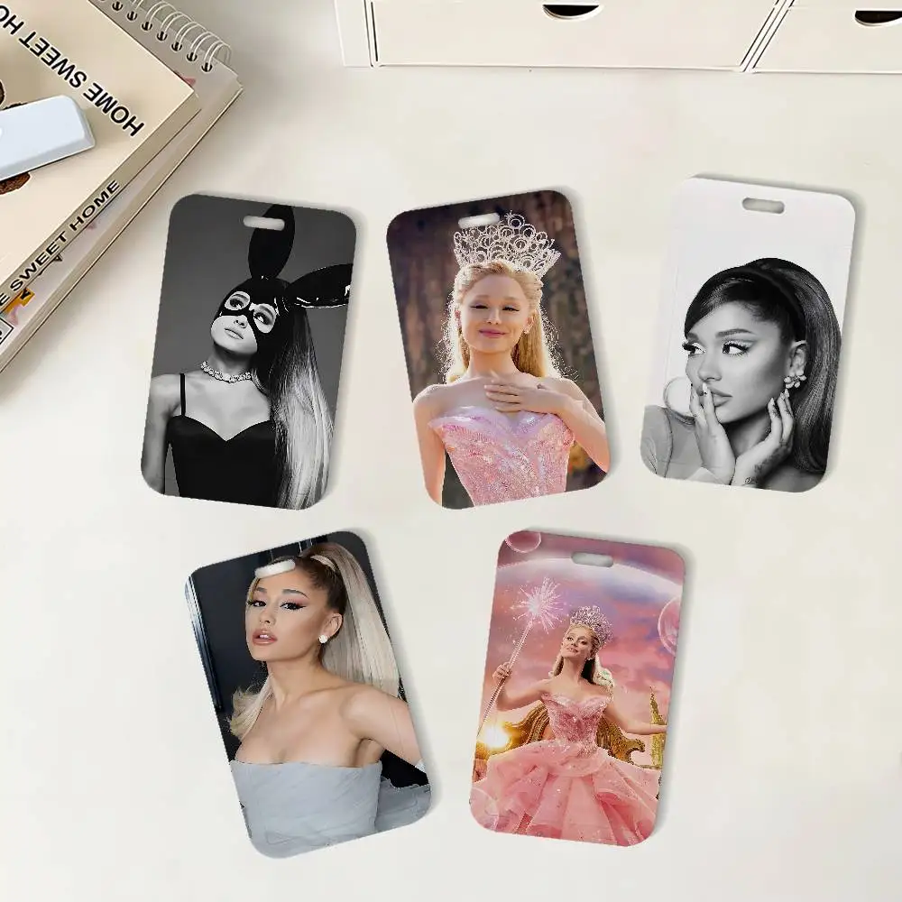 Singer A-Ariana G-Grande ID Badge Holder With Lanyard Neck Strap For Office School Name Card Credentials Case
