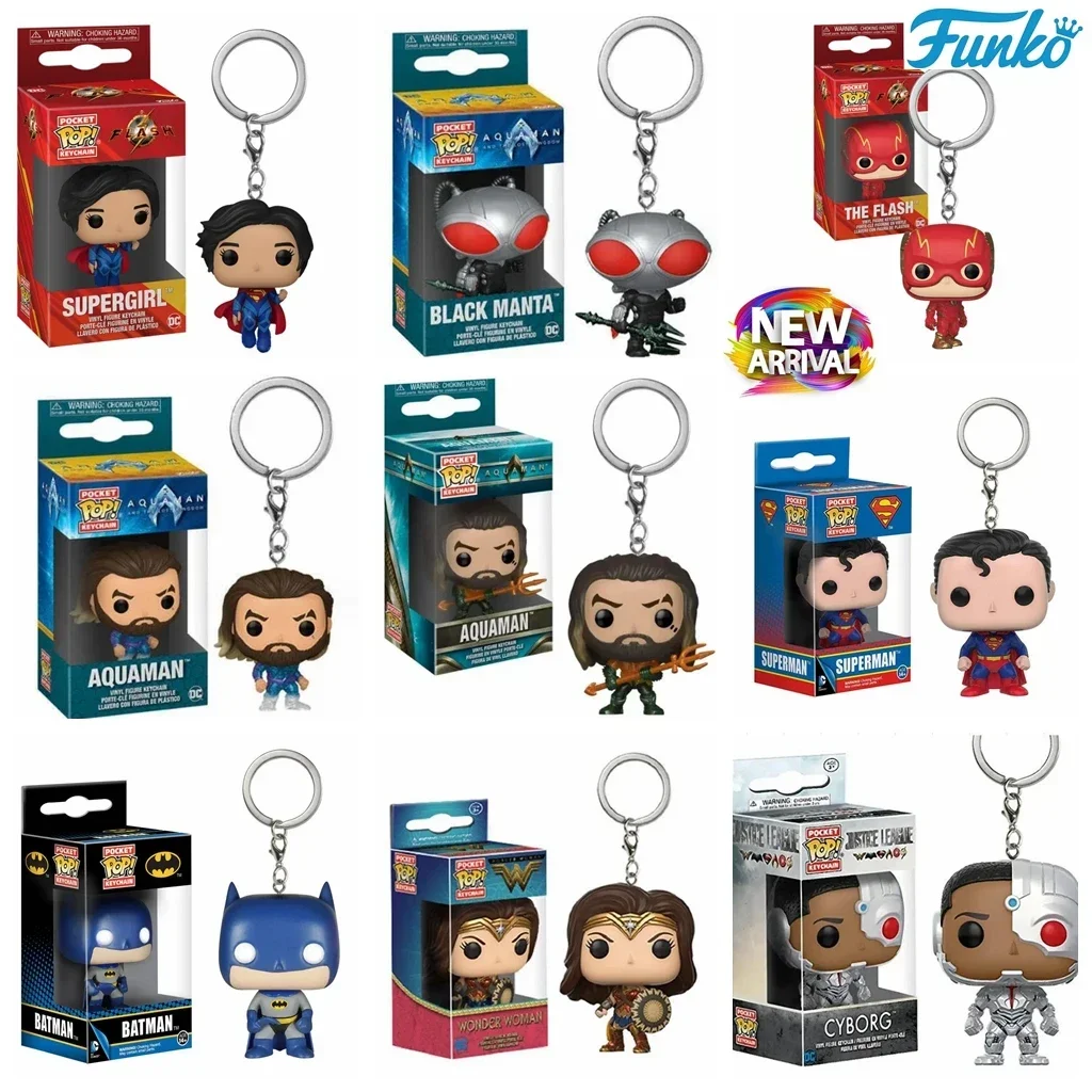 FUNKO Pop nueva Liga de la Justicia Aquaman 2 Flash Wonder mujeres Batman Superman Super Girl bolsillo Pop llavero figura colección Juguetes