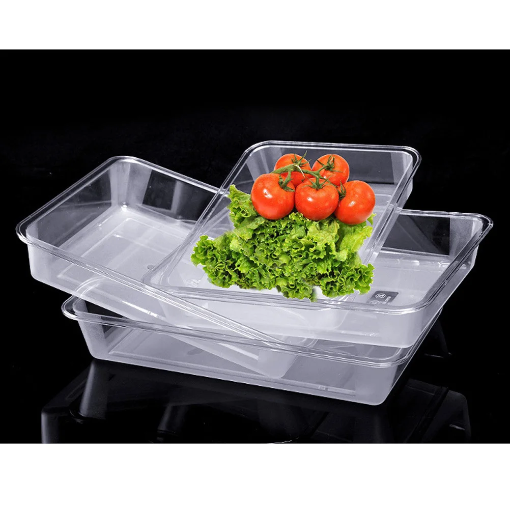 

Food Storage Clear Acrylic Rectangular Serving Tray For Party Dessert Anti-Slip Base Plastic Tableware Tray